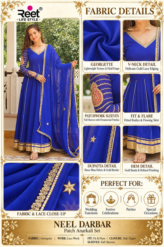 Neel Darbar Patch Anarkali Set