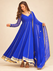 Neel Darbar Patch Anarkali Set