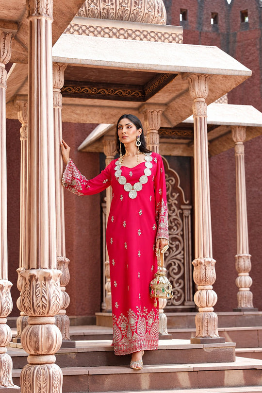 Gulabi Darbar Embroidered Kaftan
