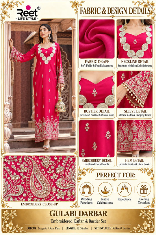 Gulabi Darbar Embroidered Kaftan