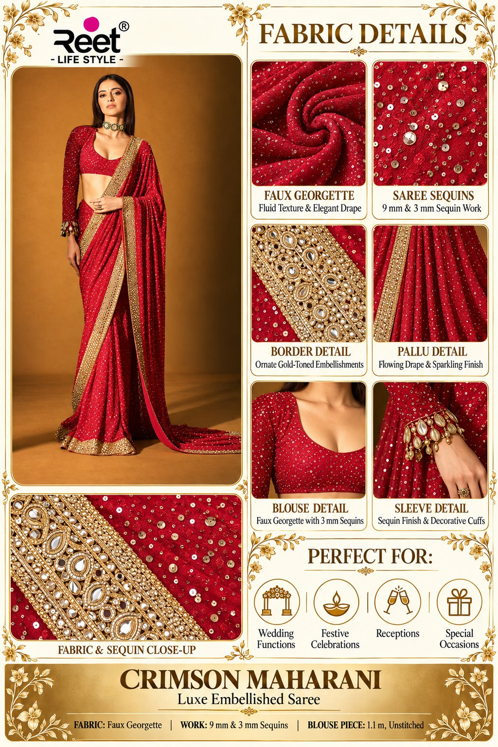 Crimson Maharani Luxe Embellished Saree