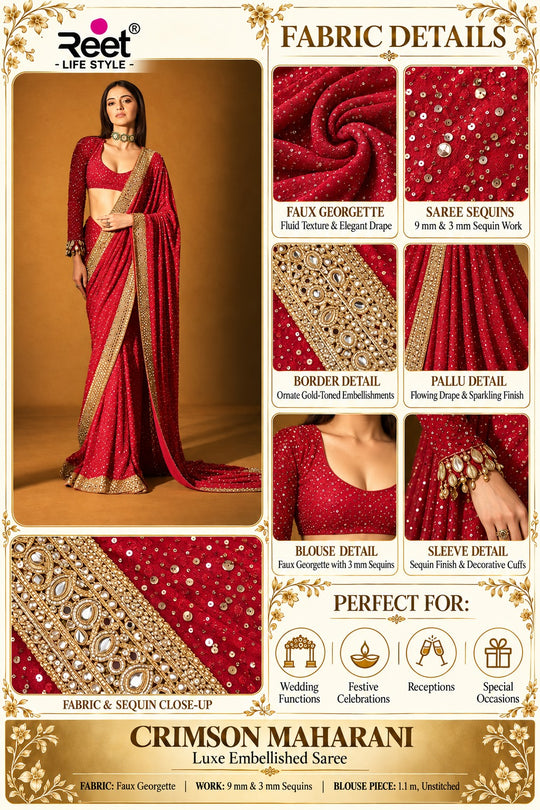 Crimson Maharani Luxe Embellished Saree