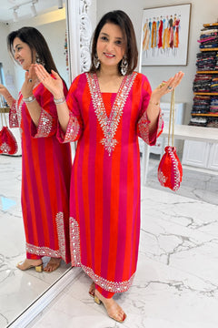 Rani Rangrez Mirror Kurta Set with Potli