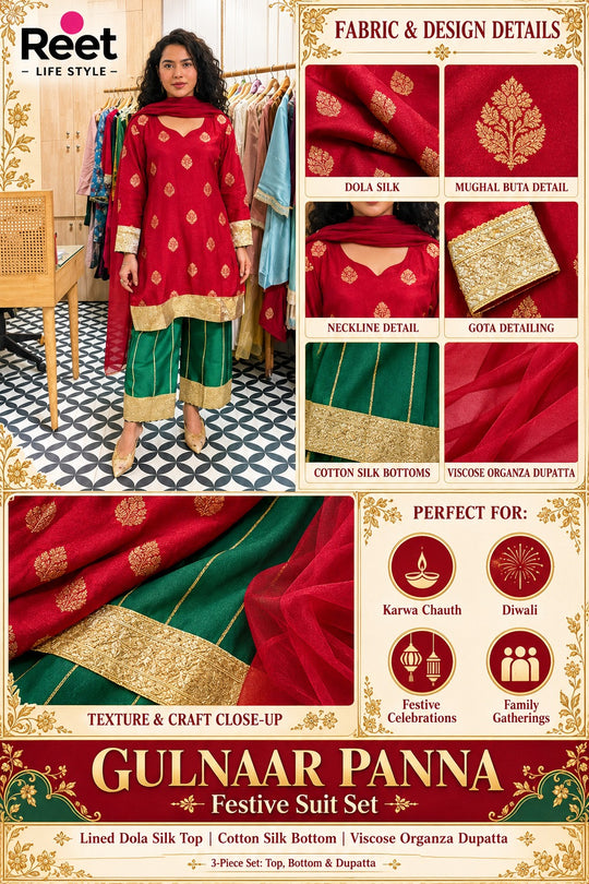 Gulnaar Panna Festive Suit Set