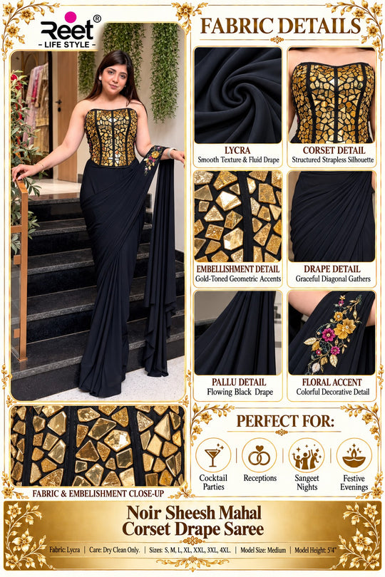 Noir Sheesh Mahal Corset Drape Saree