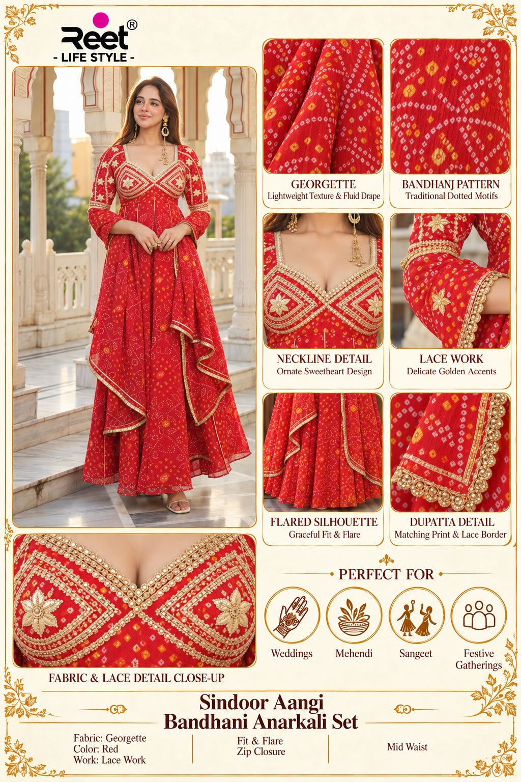 Sindoor Aangi Bandhani Anarkali Set