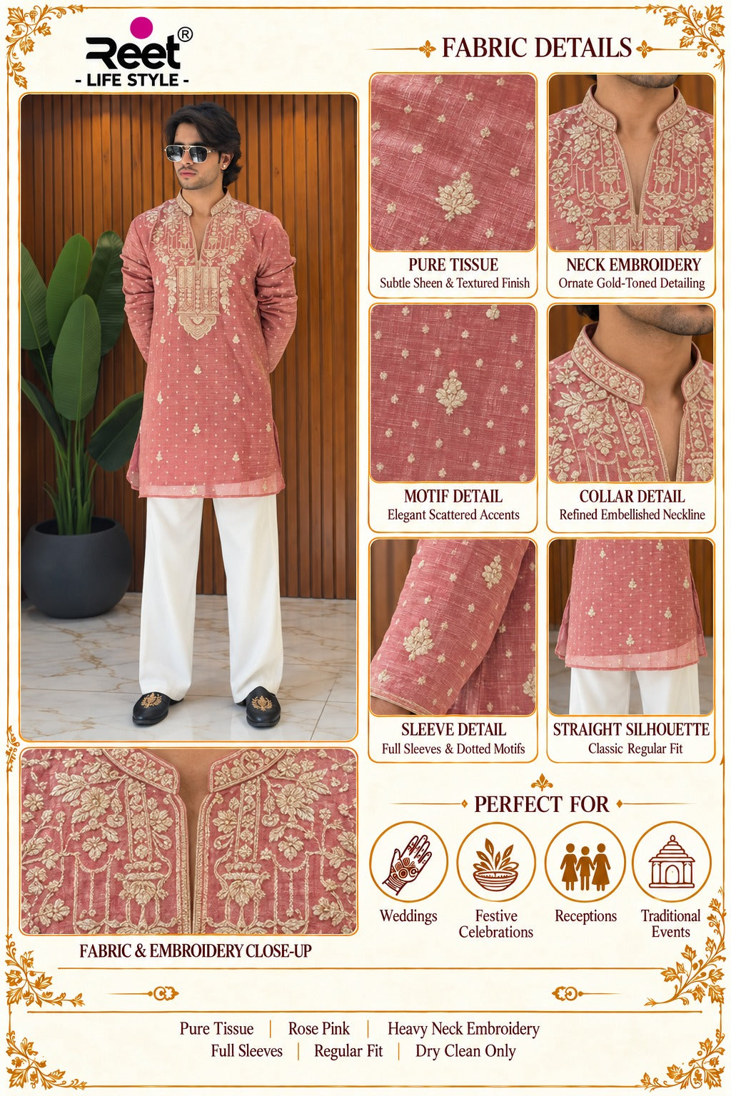 Shahi Rose Darbar Embroidered Kurta