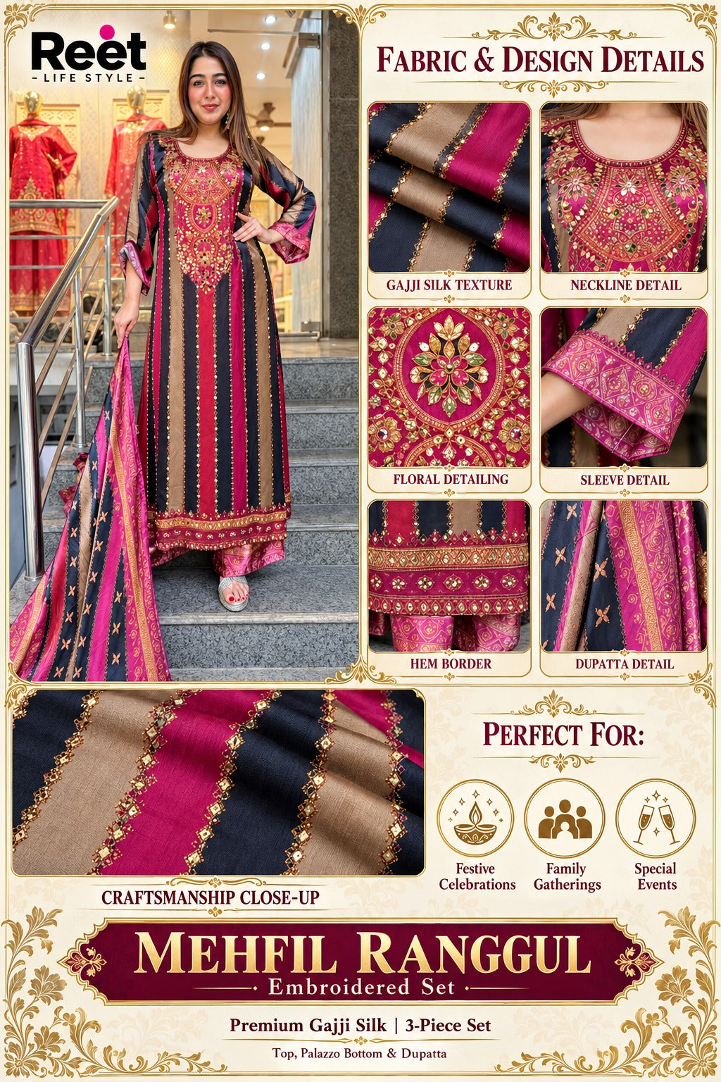 Mehfil Ranggul Embroidered Set