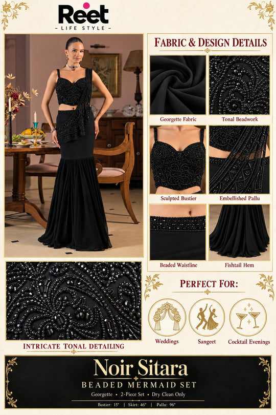 Noir Sitara Beaded Mermaid Set