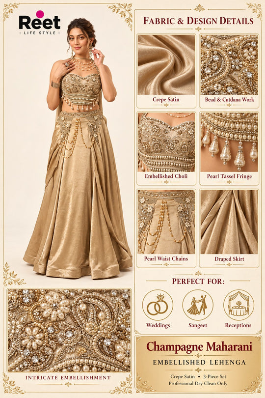Champagne Maharani Embellished Lehenga