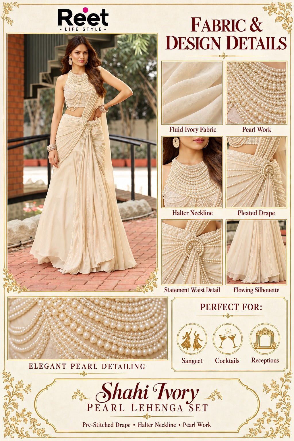 Shahi Ivory Pearl Lehenga Set