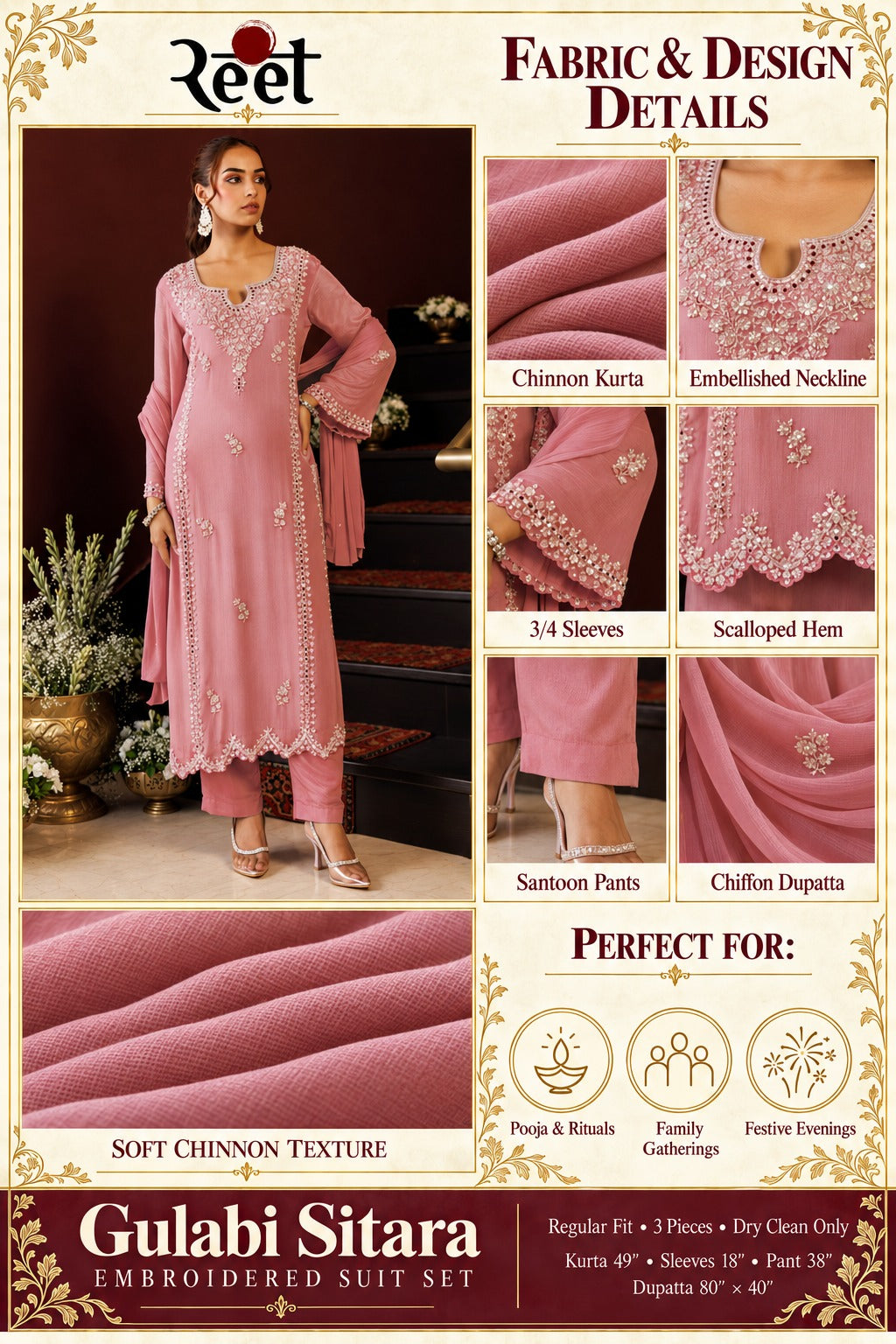 Gulabi Sitara Embroidered Suit Set