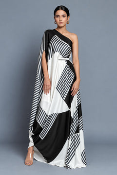 Noir Monochrome Drape Dress
