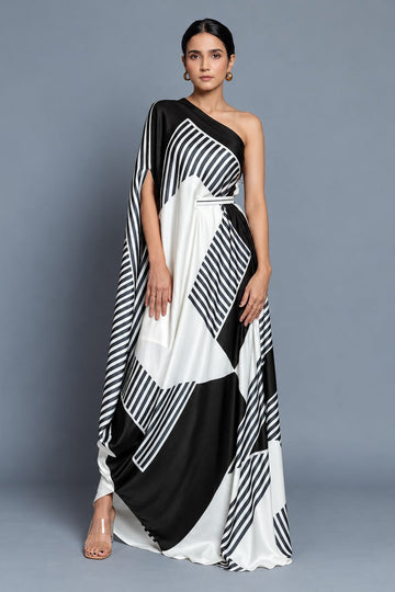 Noir Monochrome Drape Dress