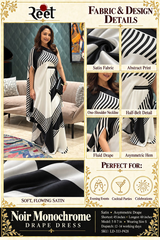Noir Monochrome Drape Dress