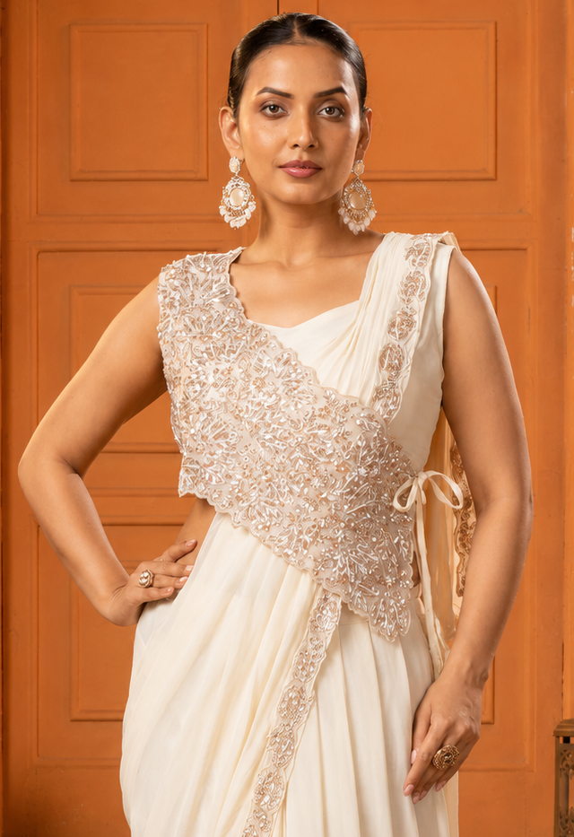Sapphire Drape Couture Saree