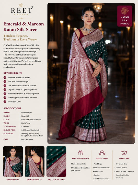 Emerald Banarasi Zari Silk Saree