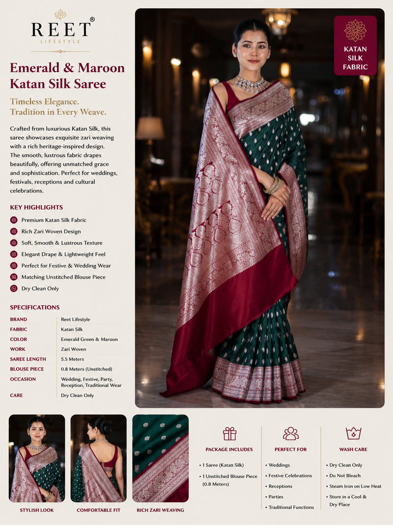 Emerald Banarasi Zari Silk Saree
