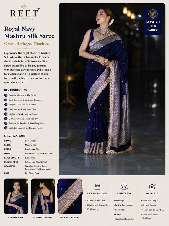 Royal Indigo Banarasi Zari Silk Saree