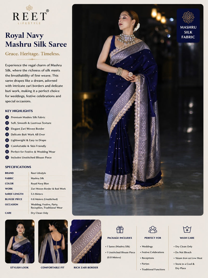 Royal Indigo Banarasi Zari Silk Saree
