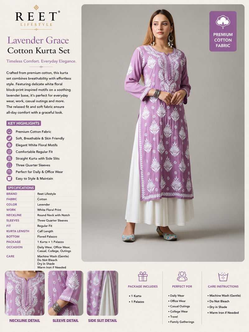 Lilac Noor Chikankari Kurti