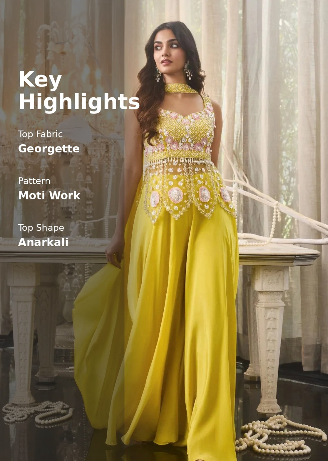Effortless Style Sunlit Pearl Embroidered palazzo Set