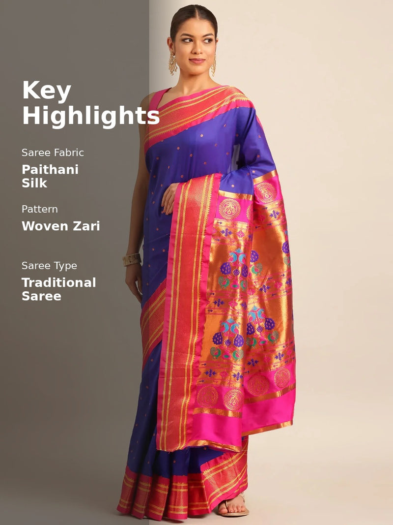 Maharani Blue Paithani Saree with Heritage Pallu
