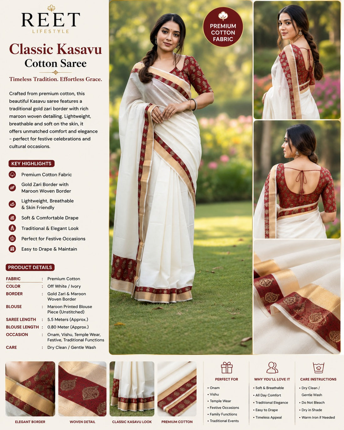 Onam Diva Kasavu Saree