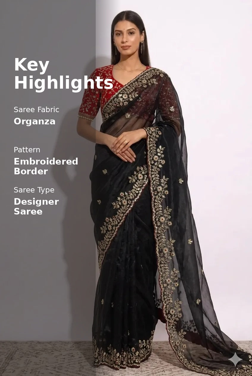Noor-E-Black Ready-to-Wear black Saree with Blouse