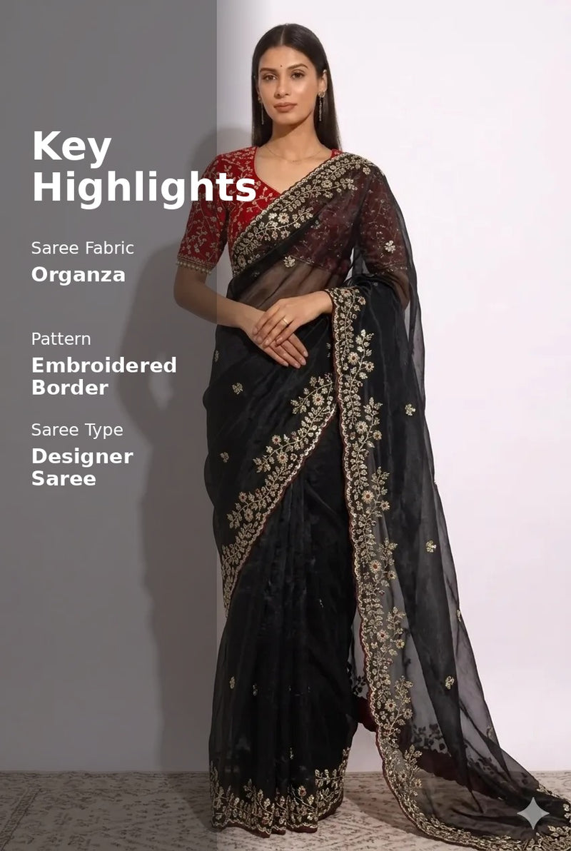 Noor-E-Black Ready-to-Wear black Saree with Blouse