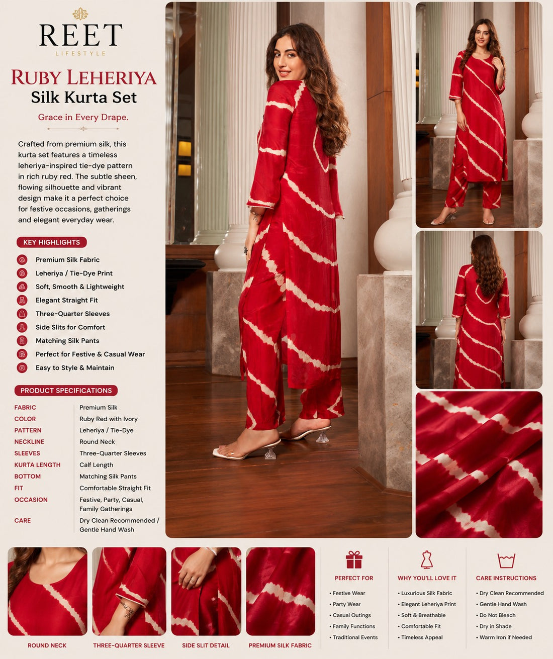 Rang Leheriya Silk Kurta Set