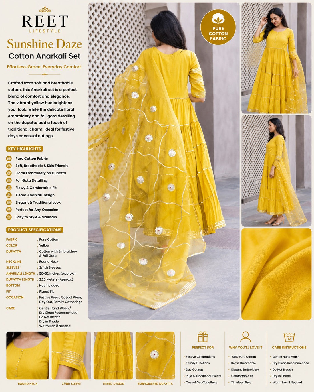 Noor Saffron Festive Anarkali Suit Set