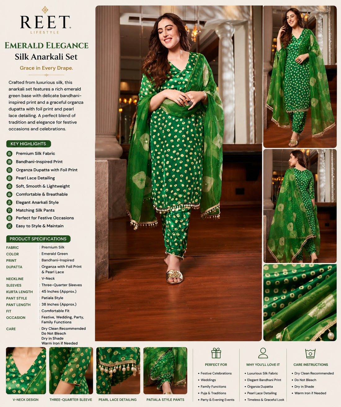 Green Bandhani Silk Suit Set