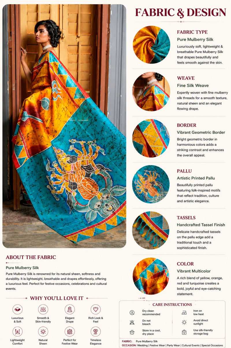 Kesari Batik Mulberry Saree