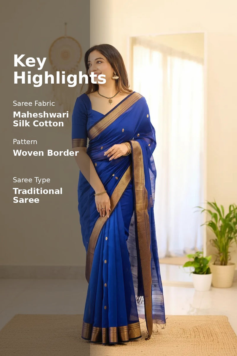 Maheshwari Silk Handloom Cotton Saree