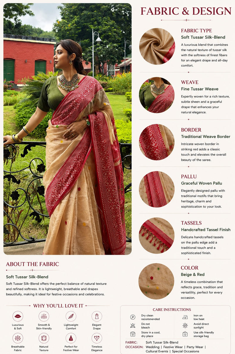 Jamdani Tussar Weave Saree
