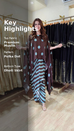 Noir Zariya Polka Kaftan Dhoti Set