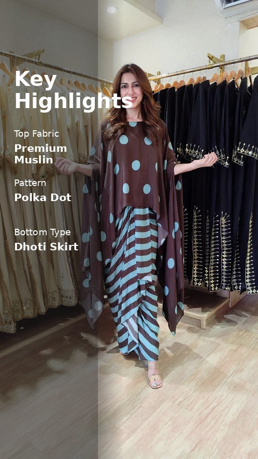 Noir Zariya Polka Kaftan Dhoti Set