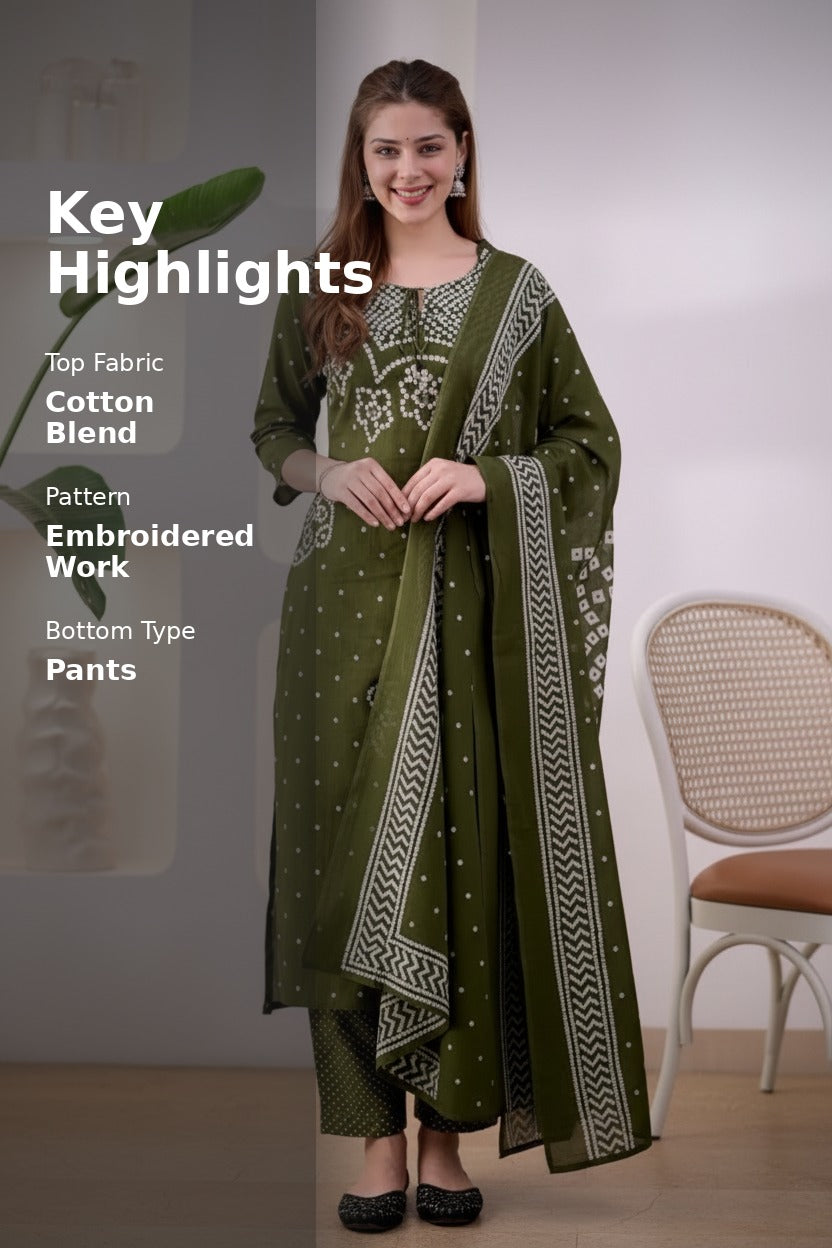 Deshi Lado Bandhej Kurta Pant Set with Dupatta