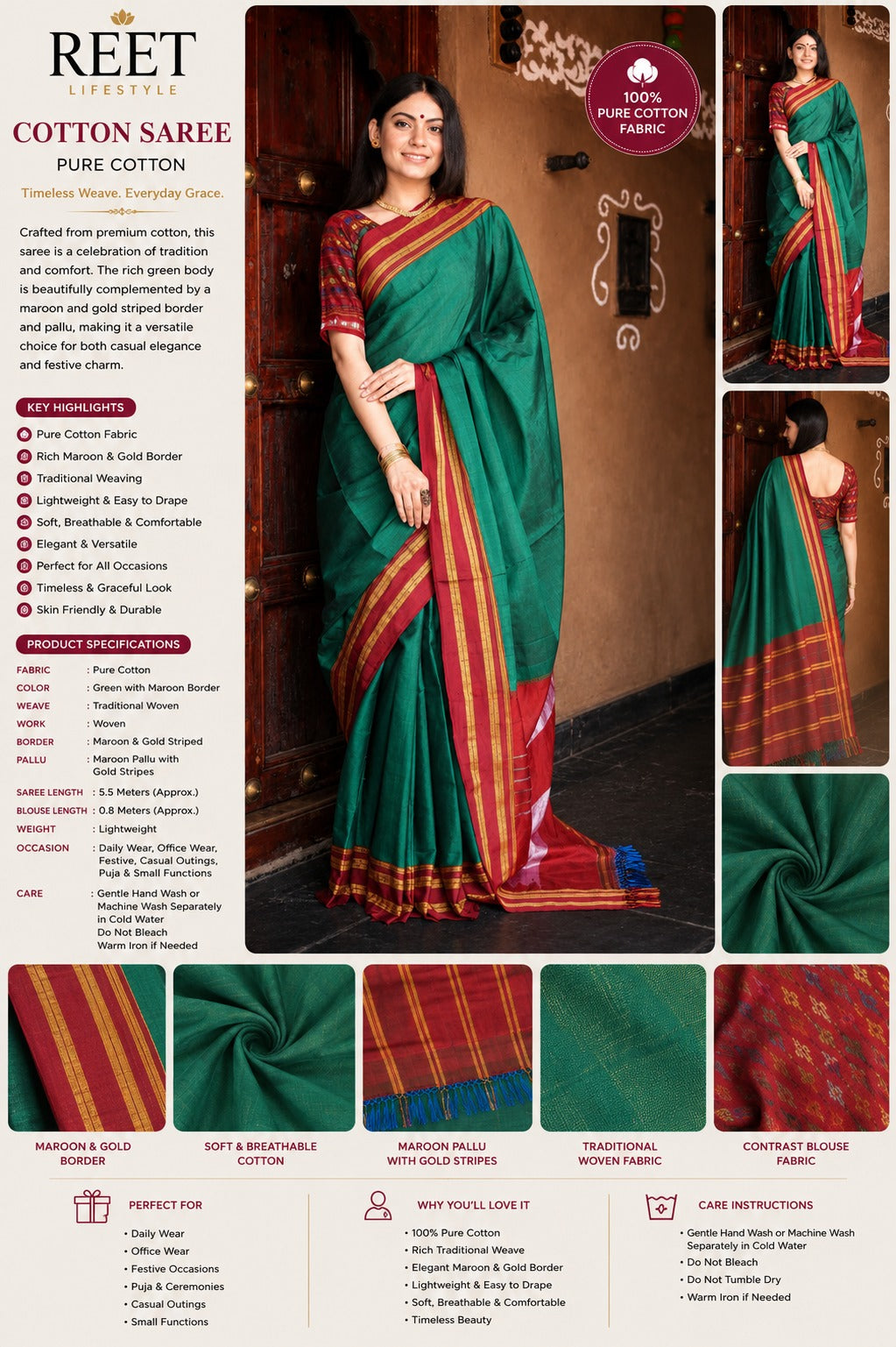 Ilkal Saree with Pure Resham Pallu