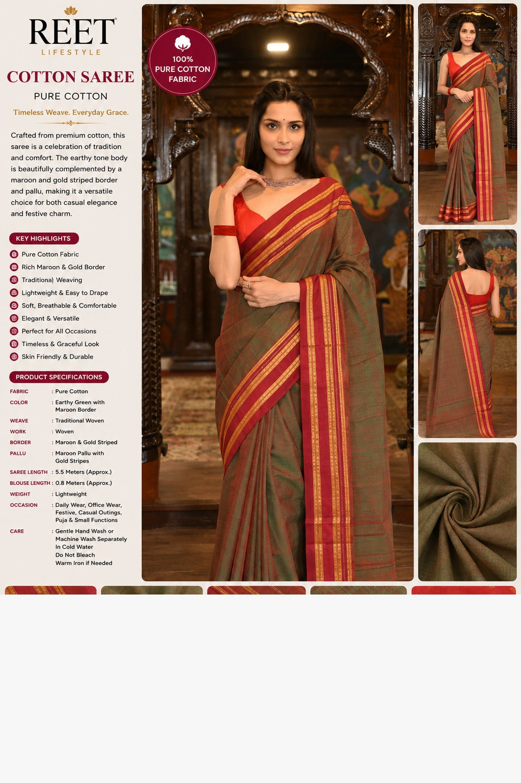 Riwaayat Ilkal Pure Resham Saree