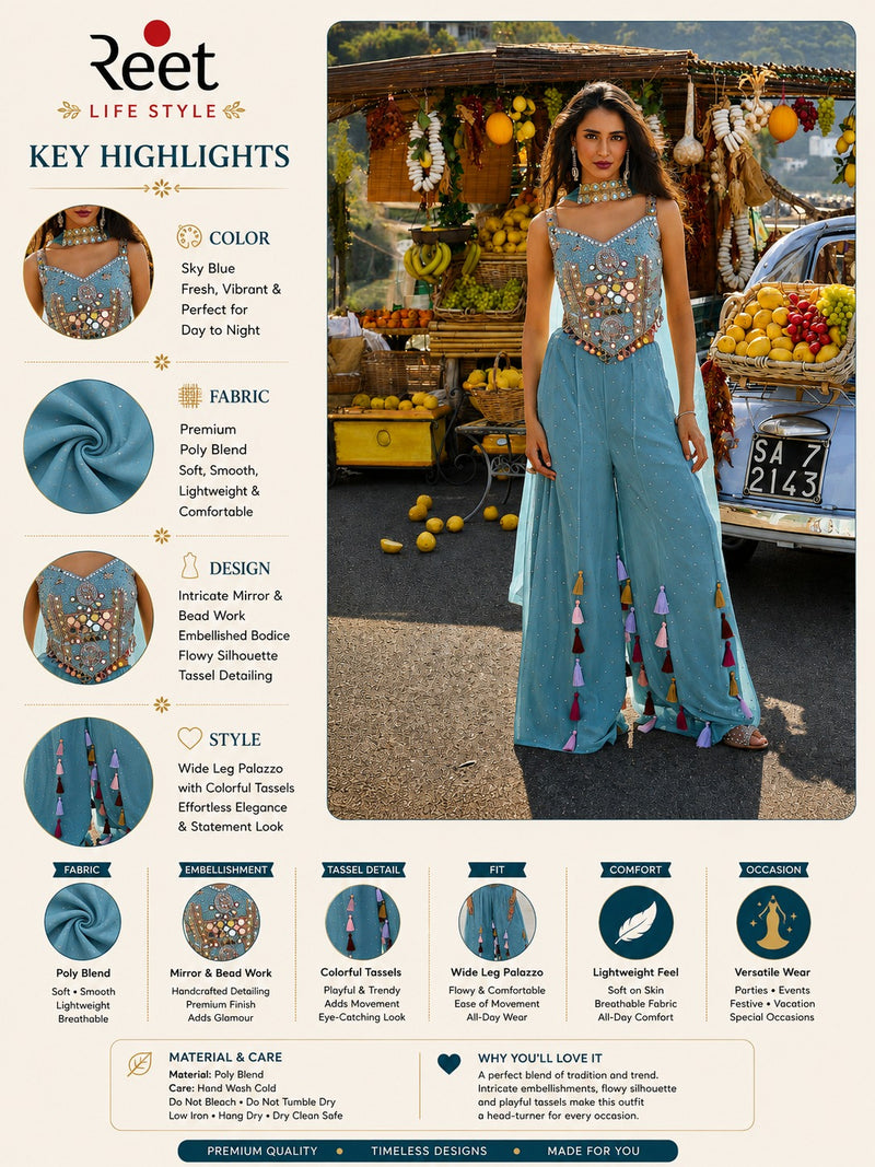 Moonlight Royale Mirrorwork Sharara Set for Women