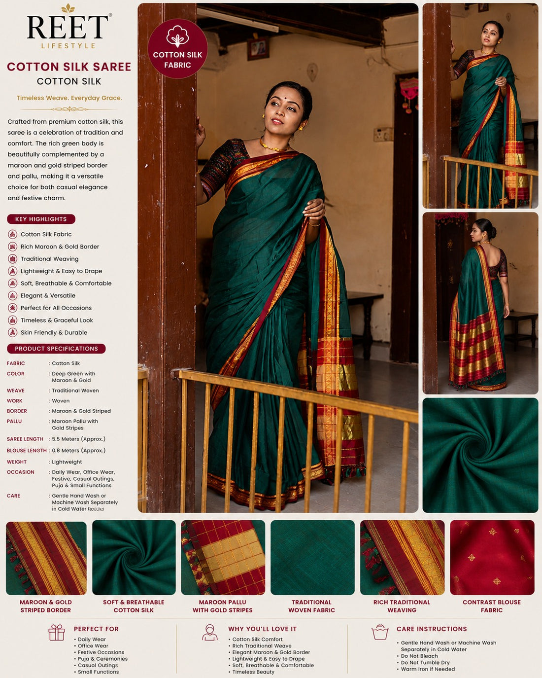 Riwaayat Ilkal Pure Resham Saree