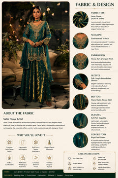 Emerald Aura Teal Shimmer Skirt Set