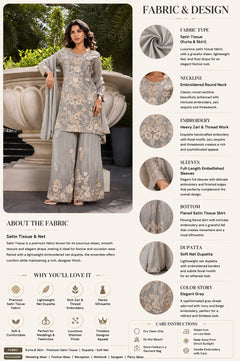 Moonstone Bloom Thread Work Sharara Set