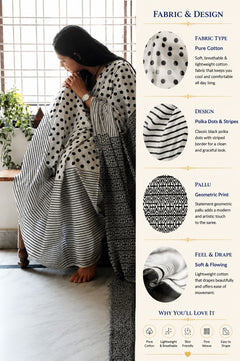 Monochrome Muse Printed Cotton Saree