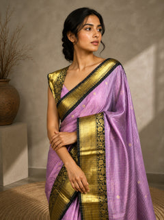 Violet Black Banarasi Silk Saree