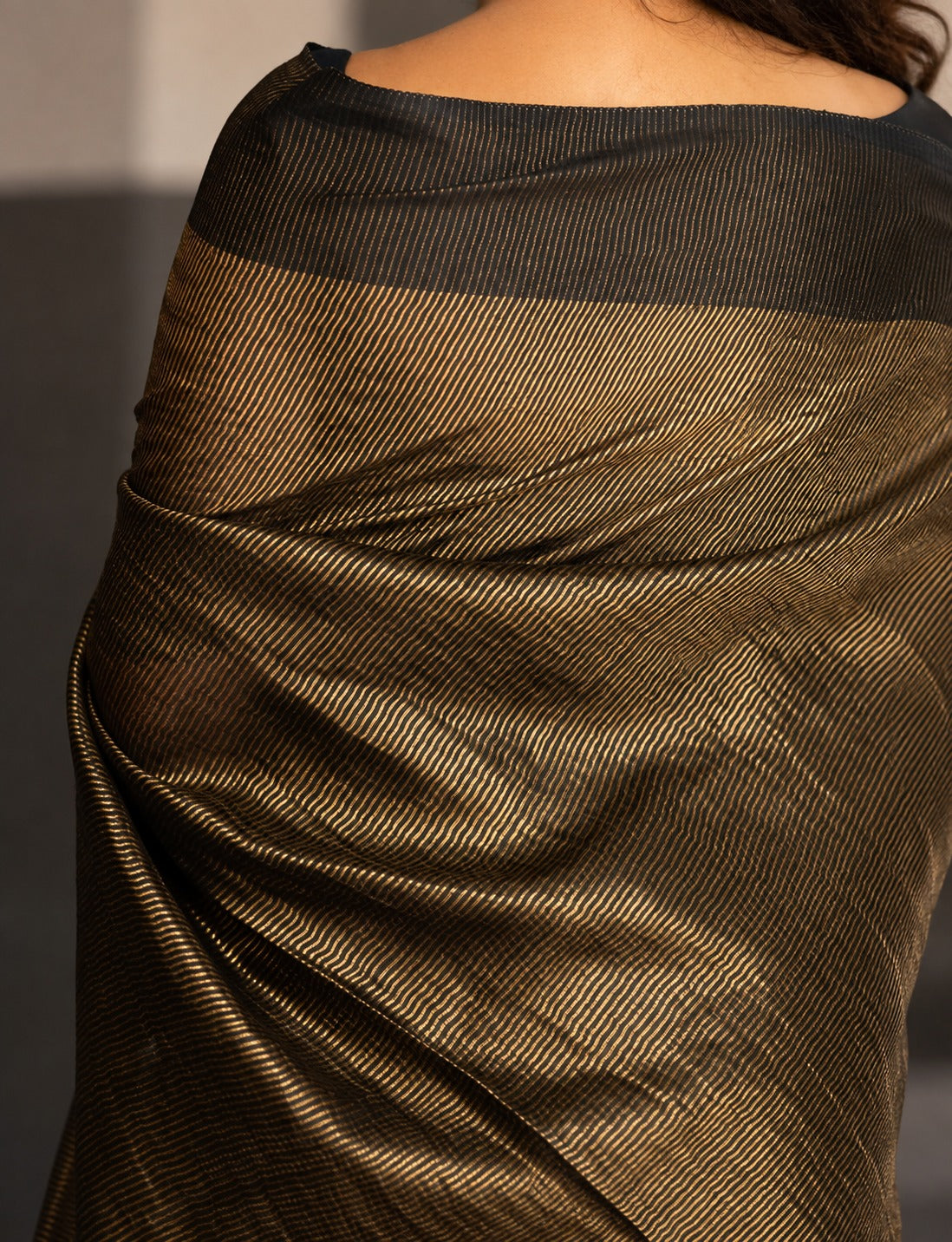 Golden Eclipse Black Metallic Saree for Women