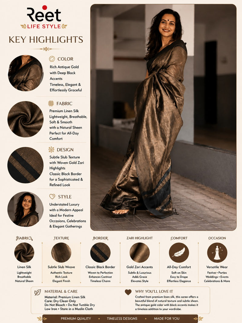Golden Eclipse Black Metallic Saree for Women