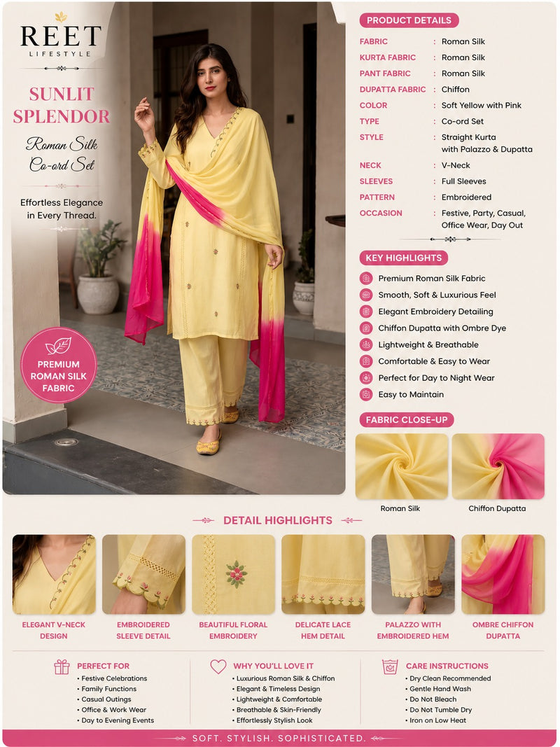 Kesari Noor Cotton Kurta Set with Pink Ombre Dupatta